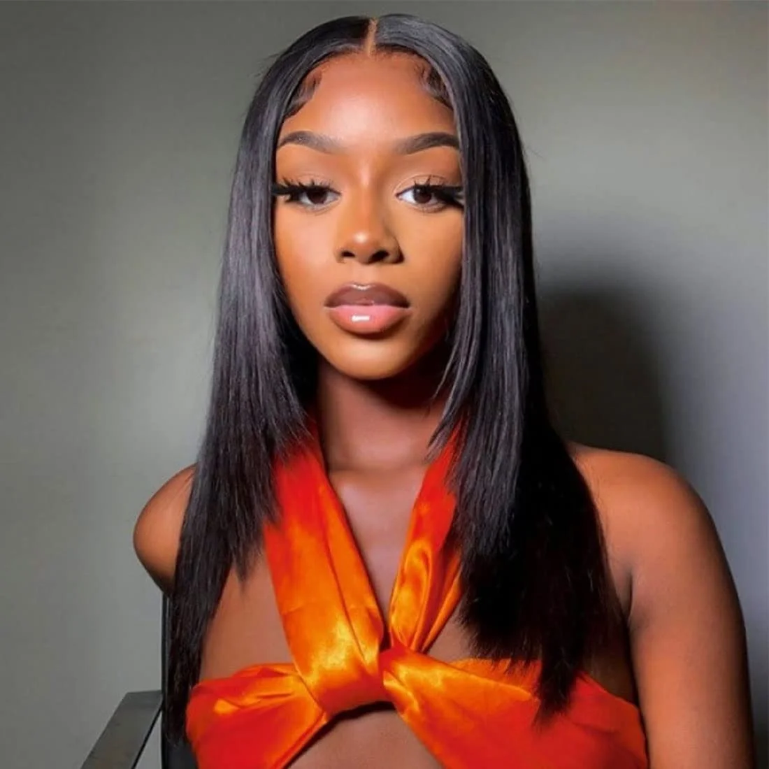 Straight Lace Front Human Wigs Layered Cut Brazilian Hair For Black Women Pre Plucked with Baby Hair 180% Density Natural Black