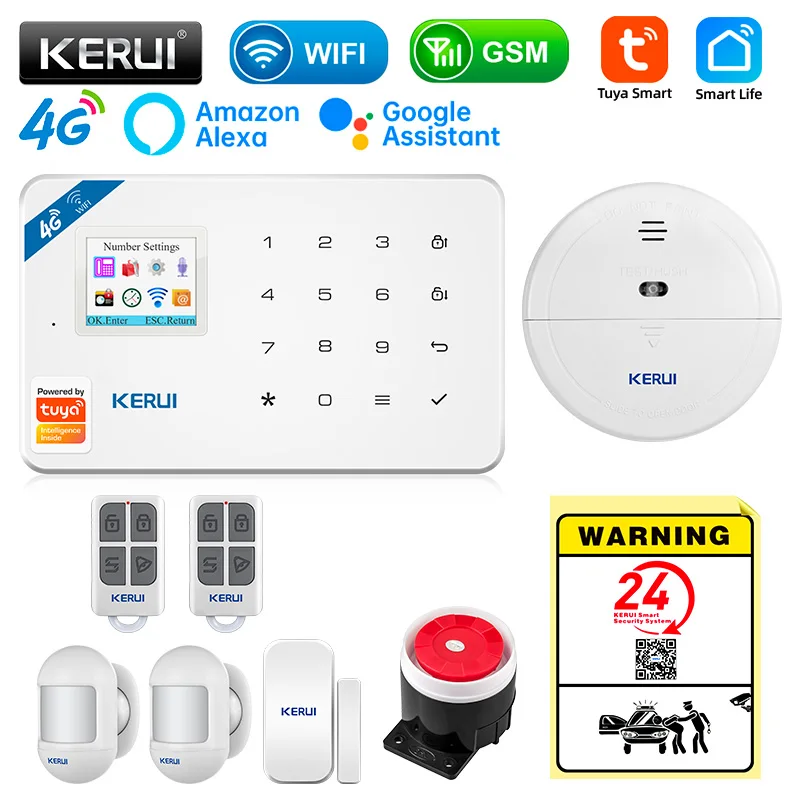KERUI W184 Tuya Security Protection Smart Home GSM 4G WIFI Alarms Anti Theft Security Alarm System Kit Sensor 6 Languages Garage security system security alarm smart siren alarm wireless alarm