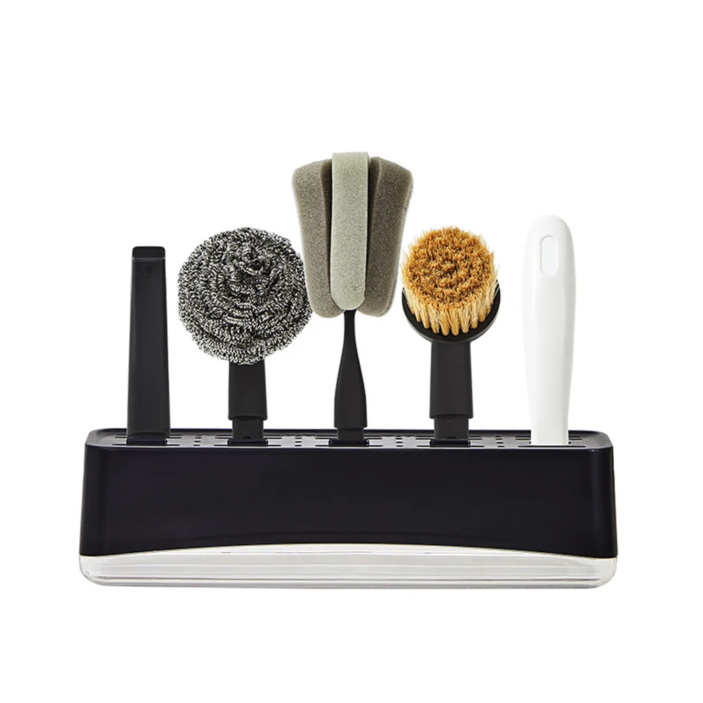 

4 PCS Kitchen Dish Brush Set Cleaning Scrub Brushes Kit With Storage Holder For Pots Pans Bottles