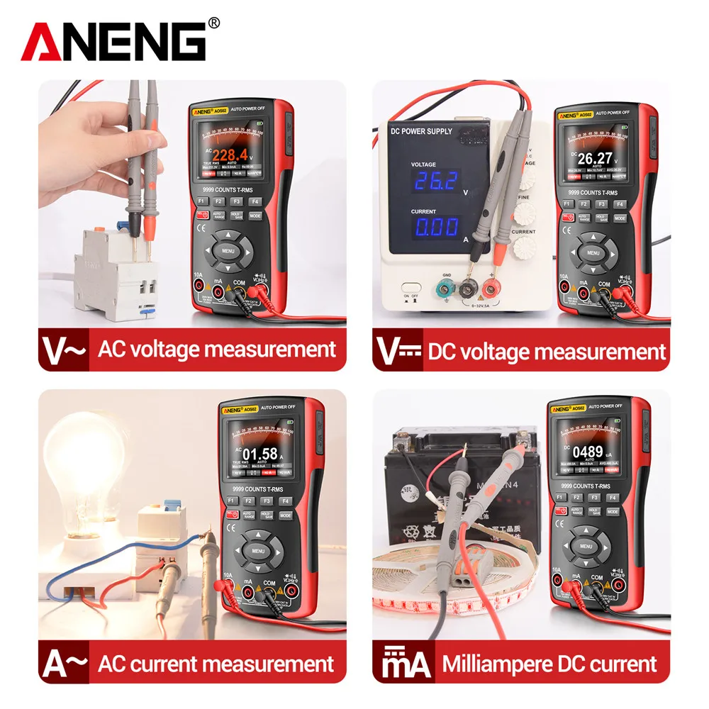 ANENG AOS02 Oscilloscope Professional Multimeter 9999 Counts Digital 48M/S 10MHZ PC Waveform Data Storage True RMS Tranistor digital multimeter,digital oscilloscope,transistor tester,digital tester