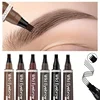 6 Colors 1pc Eyebrow Pen Waterproof 4 Split Tip Eyebrows Pen Eyebrow Tattoo Pen Waterproof Liquid Black Eyebrow Makeup Pencil 1