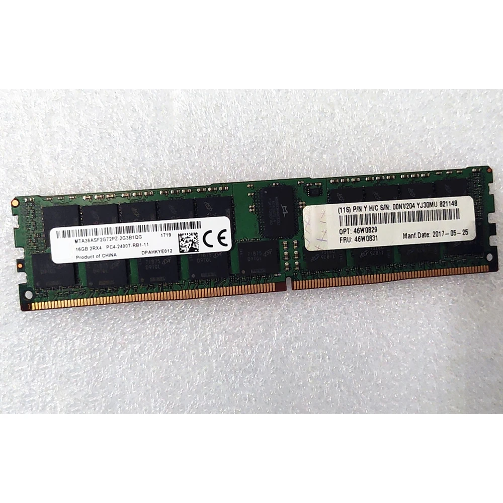 1PCS Server Memory For IBM X3850 X6 M5 X3550M5 X3950X6 46W0829 46W0831 00NV204 16GB DDR4 PC4-2400T-R 19200 2RX4 ECC REG