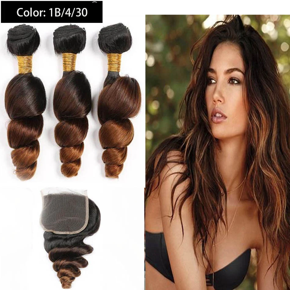 3 Bundles 4 Bundles Hair Weaves Brazilian Hair Loose Wave Human Extensions Remy Human Bundle One Pack Solution