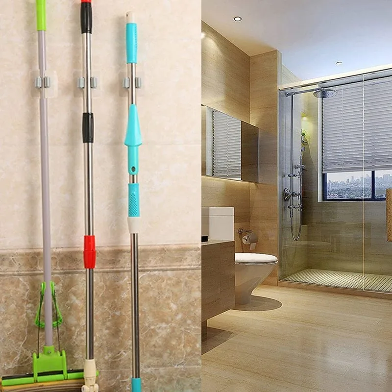 3/1PCS Mop Storage Racks Broom Hanger Wall-mounted Mop Bracket Traceless Self-adhesive Clip Kitchen Bathroom Storage Hook