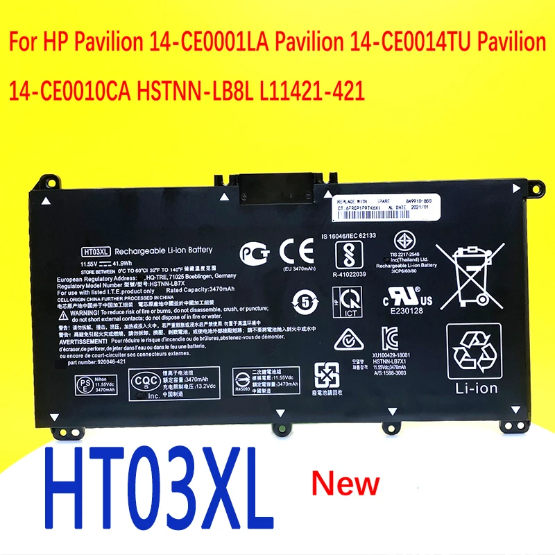 Bateria ht03xl para hp pavilion 14-ce0025tu 14-ce0034tx