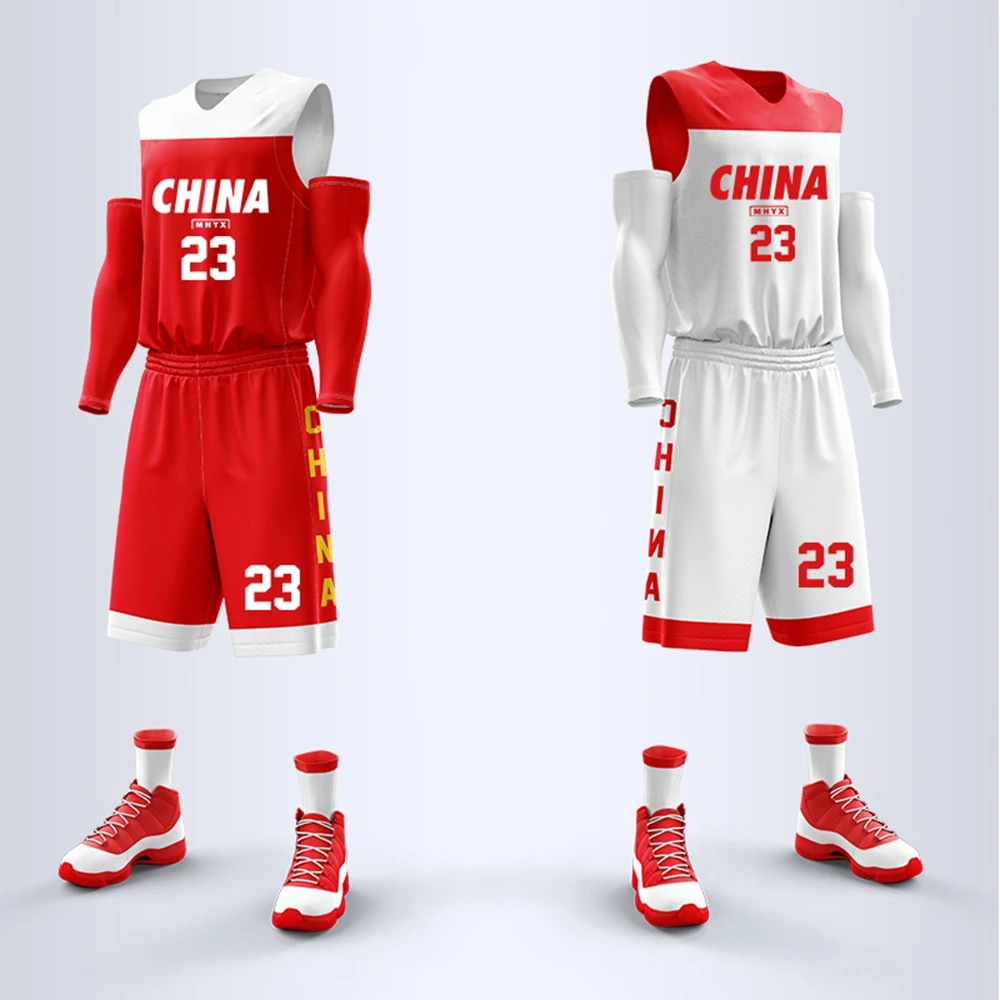 Free customized men's basketball uniform set, professional team