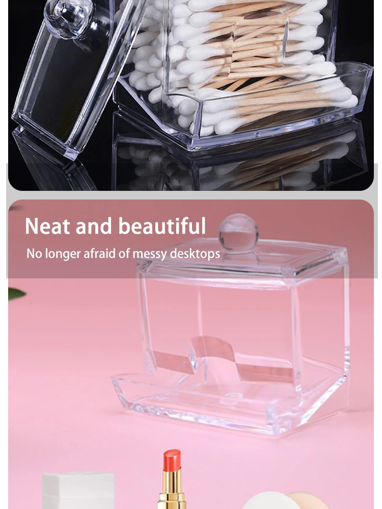 Cotton Swab Ball Storage Box Acrylic Transparent Container Jar_voghion.com