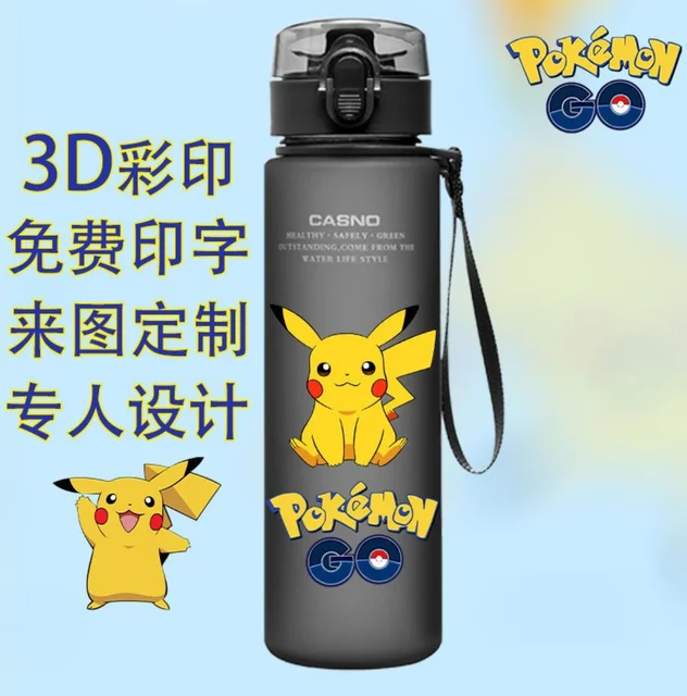 Kawaii Pokemon Anime Water Bottle Pikachu kids Portable Plastic Water Glass  Pokemon Adult High Capacity Sports Water Cup 560ML