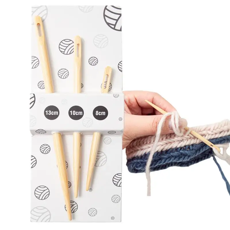 

2024 Bamboo Large Eye Needle Bamboo Large Eye Needle, Large Eye Sewing Needle 3 Sizes Safety Round Knitting tools & gadgets