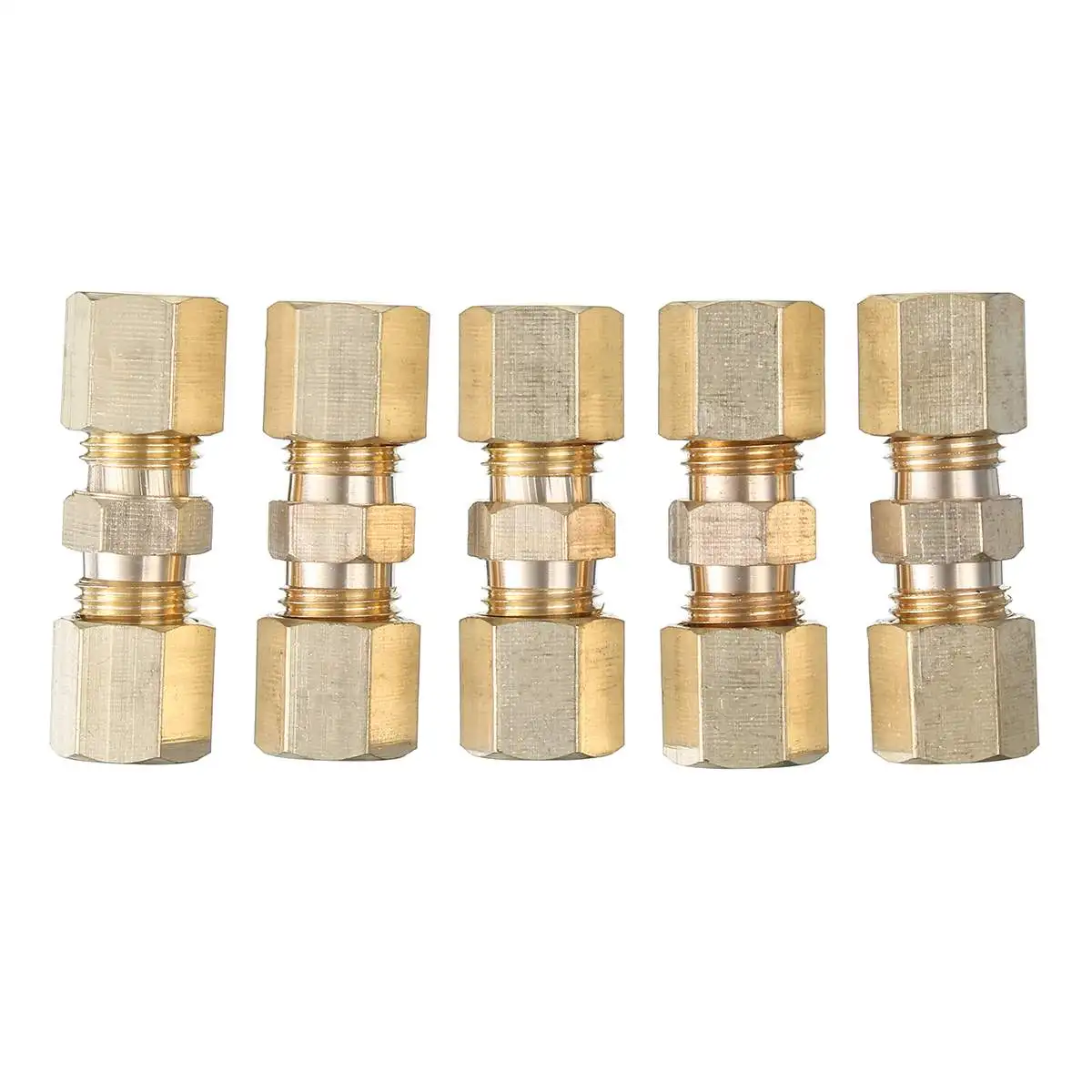 5/10/20pcs Brass Brake Line Union Fittings Straight Reducer Compression Connector 3/16" OD Hydraulic Brake Lines Pipe 33 x 10mm brass connectors