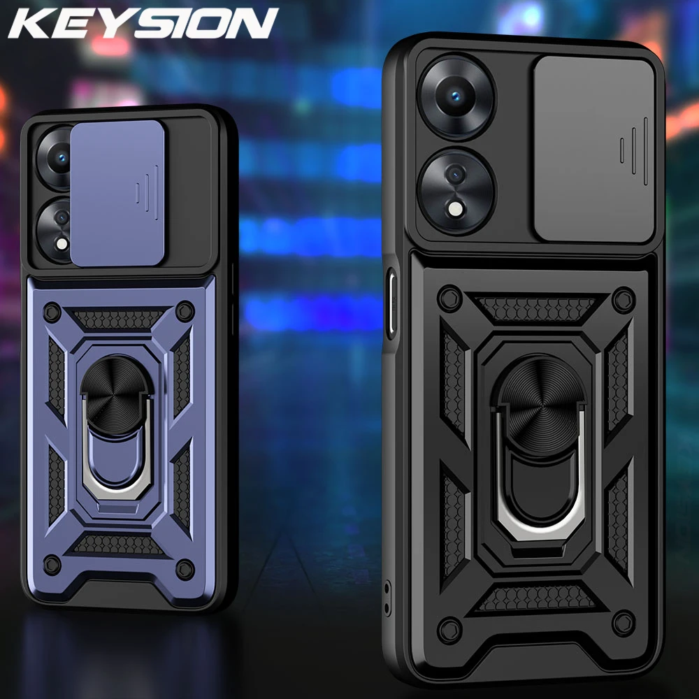 KEYSION Shockproof Armor Case for OPPO A78 5G Slide Camera