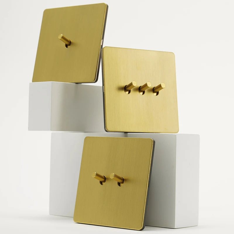 Pannello In Acciaio Inossidabile Spazzolato Oro Interruttore A Levetta Retrò Interruttore A 2 Vie 1-4 Gang Doppia Presa Di Corrente Usb Eu Fr Per La C