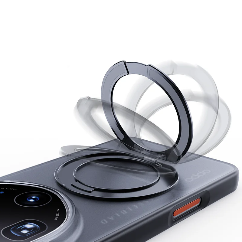 ELVEV Frosted Translucent Magnetic Phone Case with 360° Rotating Ring Holder
