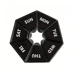 Compact Weekly Pill Organizer - 7 - Day Medicine and Vitamin Storage Box (Black)