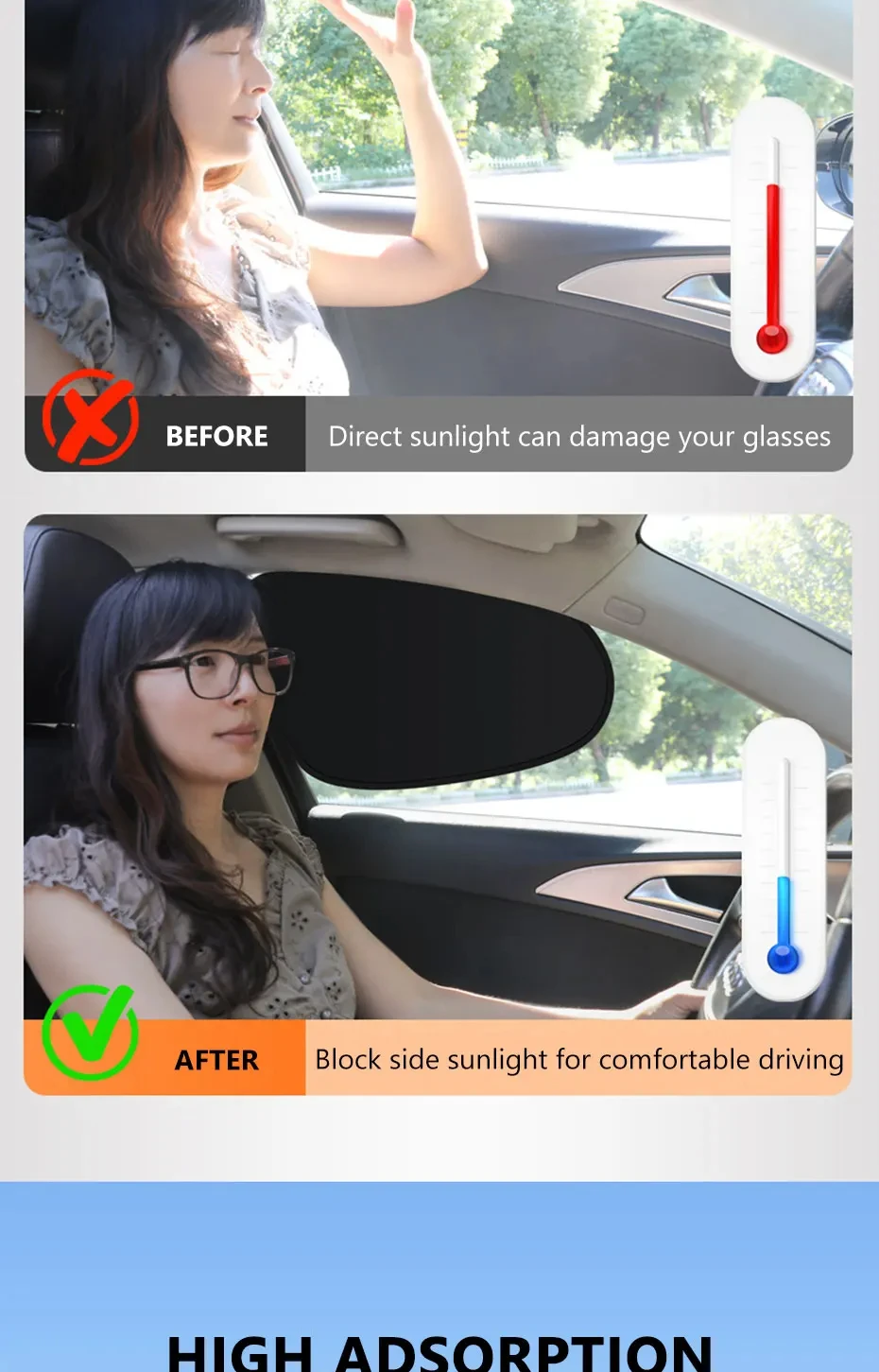 Neuer Elektrostatischer Sonnenschutz für Auto-Seitenfenster 4-Schicht Sonnenschutzvorhänge Blendschutz UV-Blocker Auto Innenraum-Blocker 99,9% UV-Schutz – Detail 5