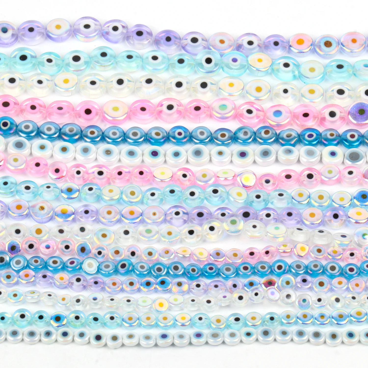 

6 8 10mm Flat Round Evil Eye Spacer Beads Multicolor Lampwork Glass Turkish Eye Spacer Beads For Jewelry Making Bracelet Earring