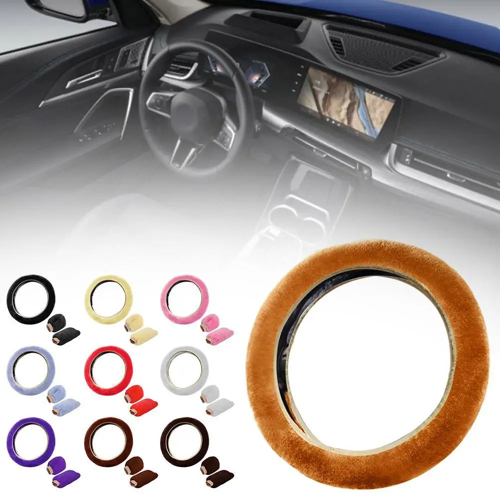 

Super Soft Plush Car Steering Wheel Cover Universal The Fur Faux Handlebar Warm Steering-Wheel 37/38cm On Auto