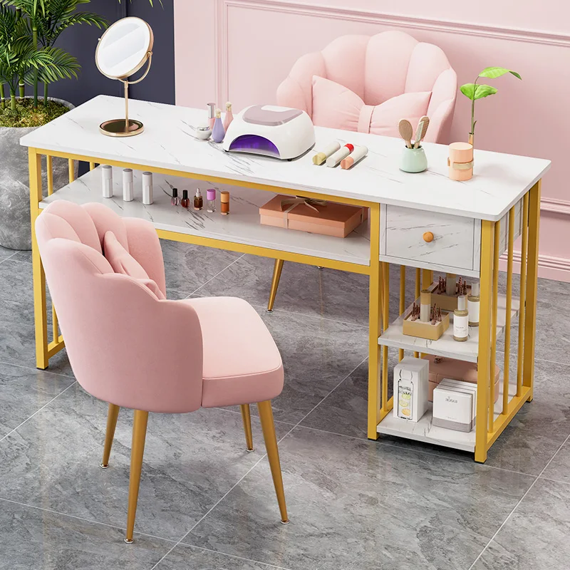 

Desk Accessories Nail Table Workstation Kawaii Nordic Cabinets Nail Table Light Luxury Tavolo Unghie Manicure Furniture