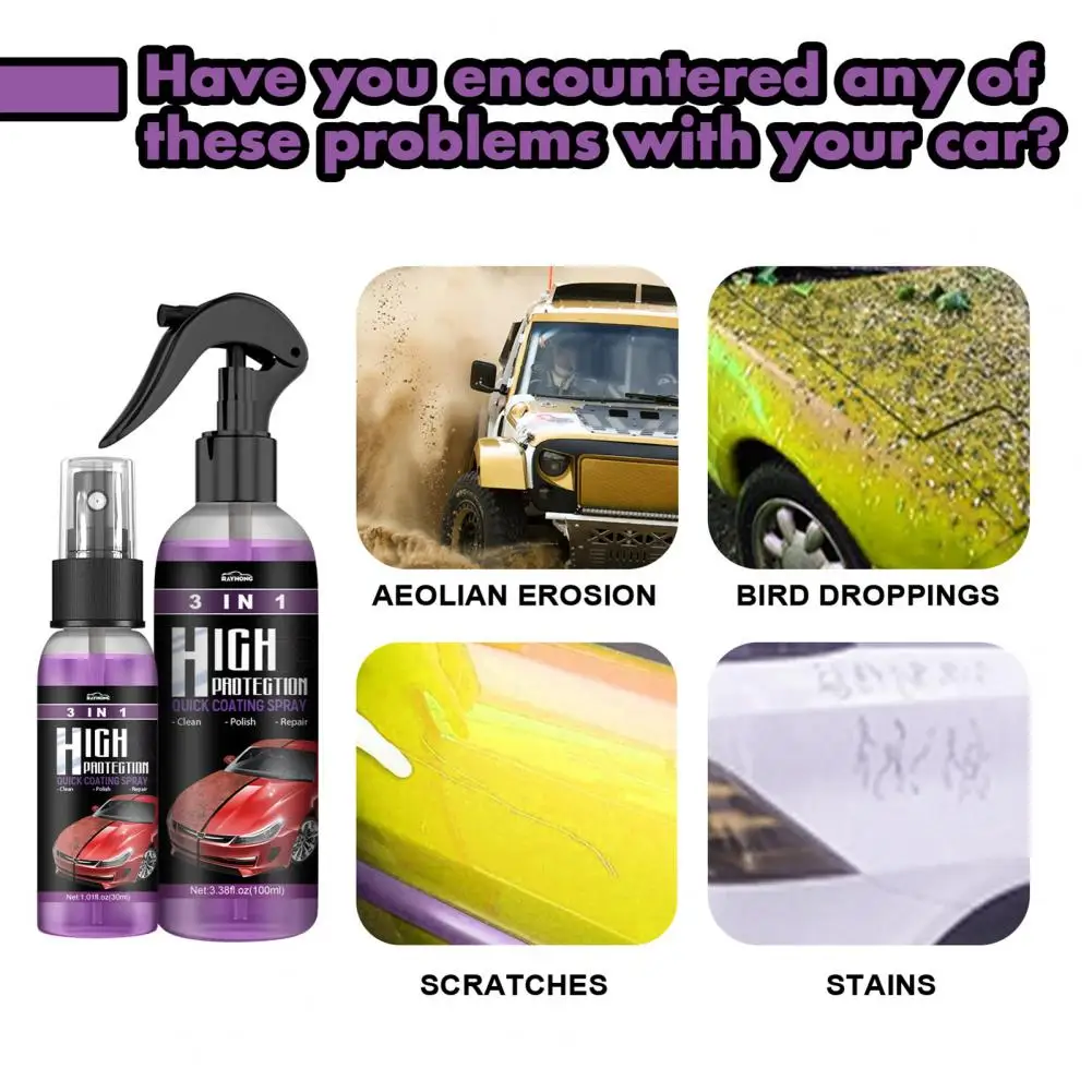 100ML Car Quick Coating Spray Protect Scratch Repair Stain Cleaner Universal Auto Paint Color Change Agent Car Beauty Supplies