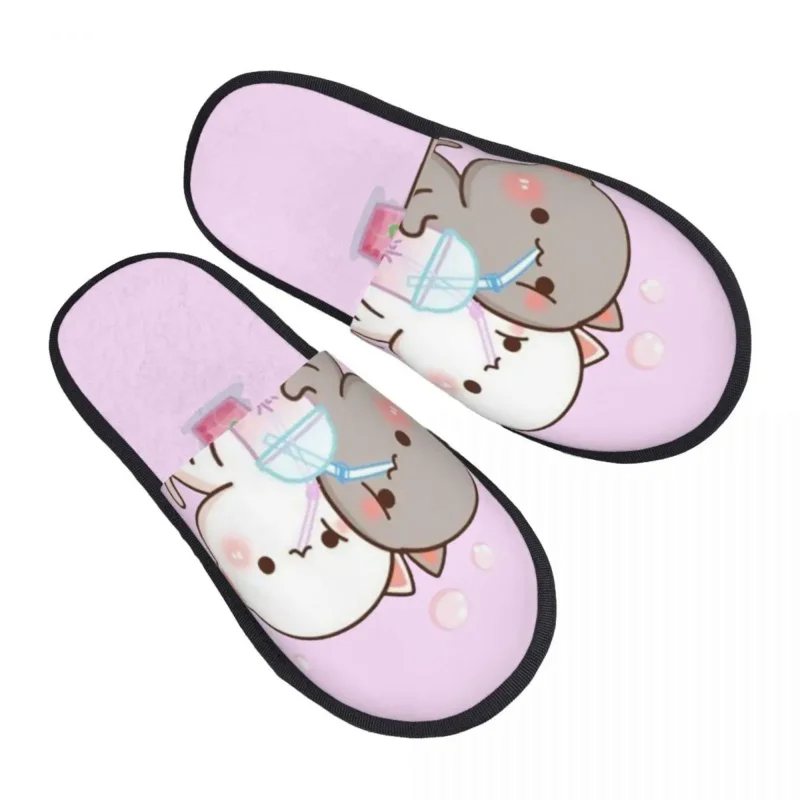 

Women's Memory Foam House Shoes, Peach and Goma Cat mochi, Comfortable and Warm Shoes, Coordinating Sole, Personalized Couples