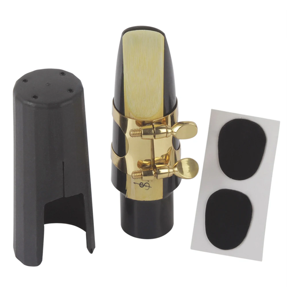 Saxophone Accessories Clarinet Accessories Saxophone Mouthpiece 5 Pcs Set Tenor Alto Soprano Mouthpiece + Cap + Clip Reed Two Tooth Pads Set Woodwind Instrument Accessories