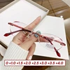 Fashion Frameless Cutting Edge Reading Glasses Red and Purple Starlight Fine Flash Presbyopia Eyewear Anti Blue Light Glasses 1