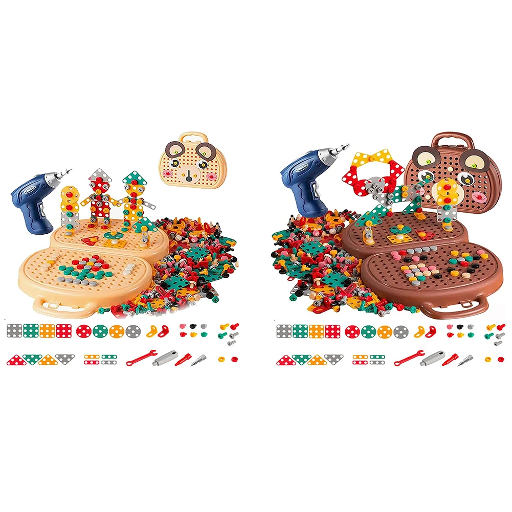 203 Piece Creative Mosaic Puzzle Toy Montessori Play Toolbox Trendy Bits Screw STEM Toy STEM Learning Educational Toys for Kids