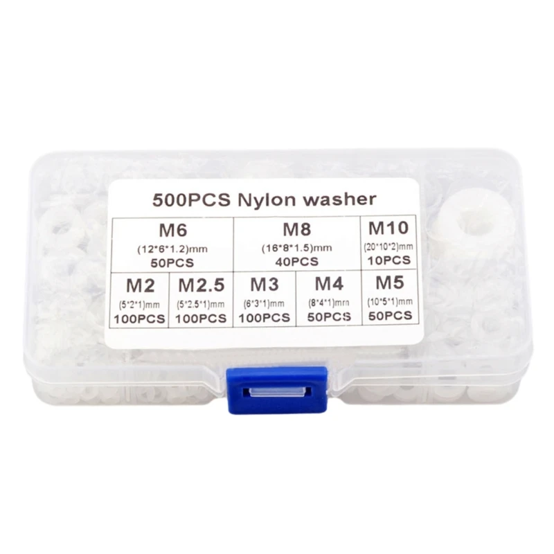 500pcs Nylon Insulating Flat Washers Spacers Flat Washer Round Gasket Spacer Fastener Sealing Washers Hardware Parts