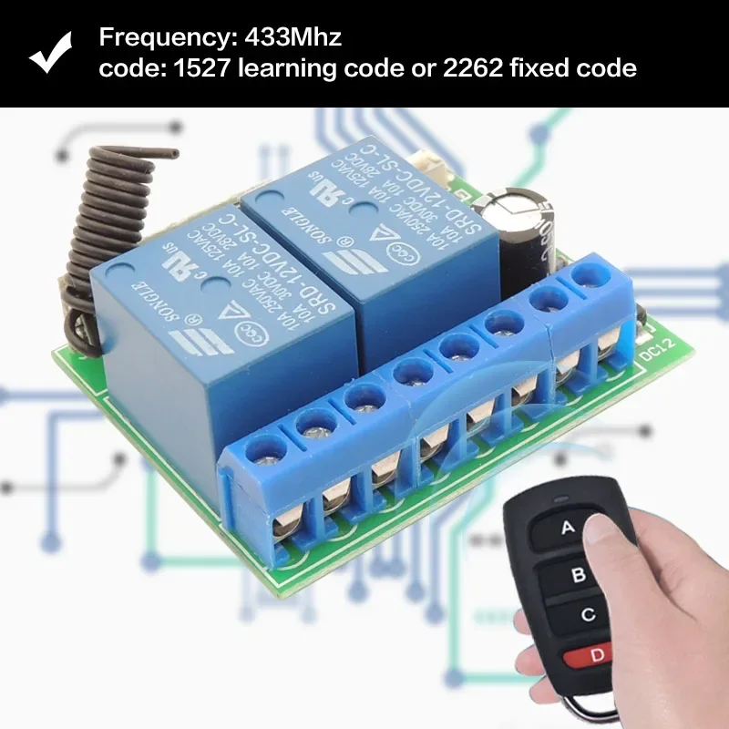 QIACHIP 433Mhz Interruptor De Control Remoto Inalámbrico 12v,Mando A