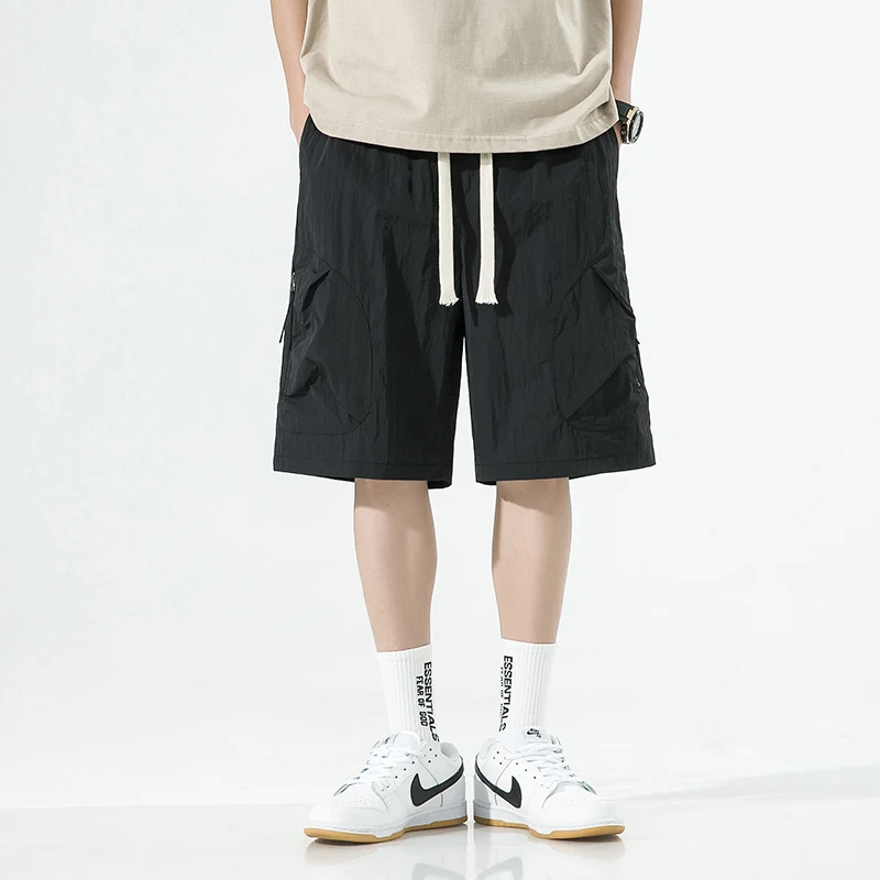 Male Summer Cool New Men'S Thin Ice Silk Quick Dried Casual 5-Point Pants Youth Student Fashion Trend Versatile Loose Shorts