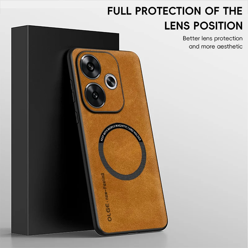 Luxury Leather Magnetic Phone Case with MagSafe Wireless Charging Compatibility