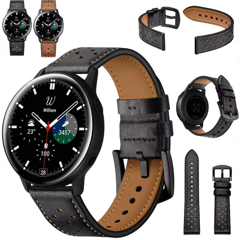 20mm Leather Strap For Samsung Galaxy Watch 6/5/4 44mm 40mm/6 Classic 47mm 46mm 42mm Wristband for Samsung Watch 5 Pro 45mm Belt