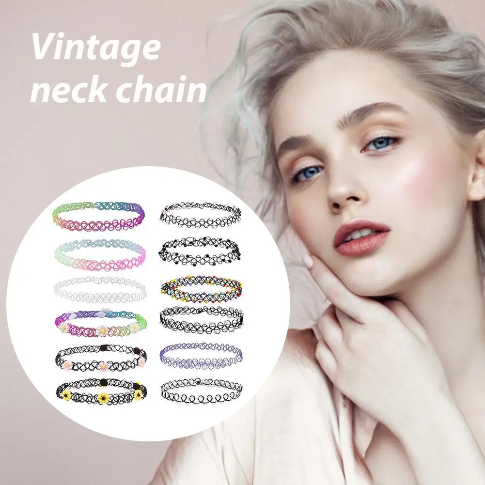 12pcs Fashion Choker Necklaces for Women Adjustable for Parties and Daily Use Retro Clavicle Chain Gifts Women Girls