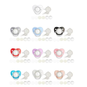 97BE DIY Sublimation Blank Baby Pacifier with Crystal Rhinestones Pacifier Chain Clip