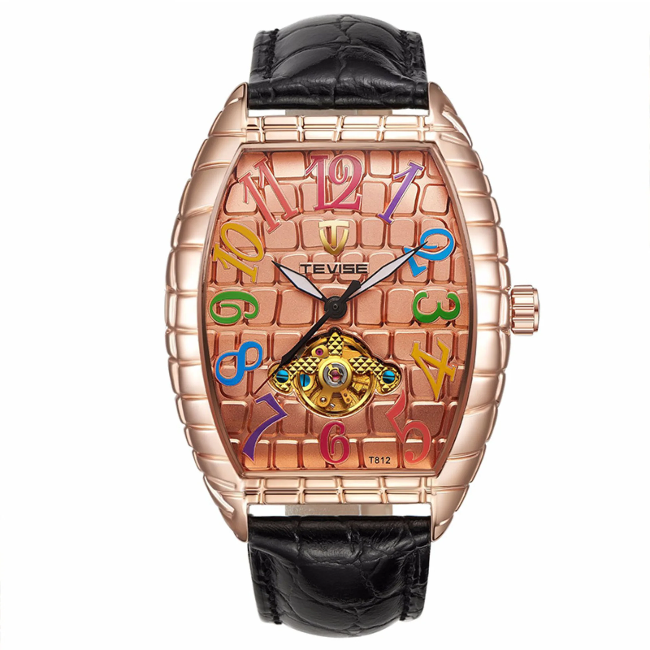 Luxury Pattern Watch Men's Fashion Glow Rectangle Fully Automatic Mechanical Men's Watch 2023