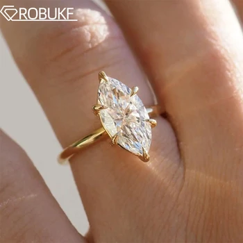 1CT 2CT 3CT Marquise Cut Solitaire Moissanite Engagement Ring For Women 925 Sterling Silver 6 Prong Wedding Band With Certified 1