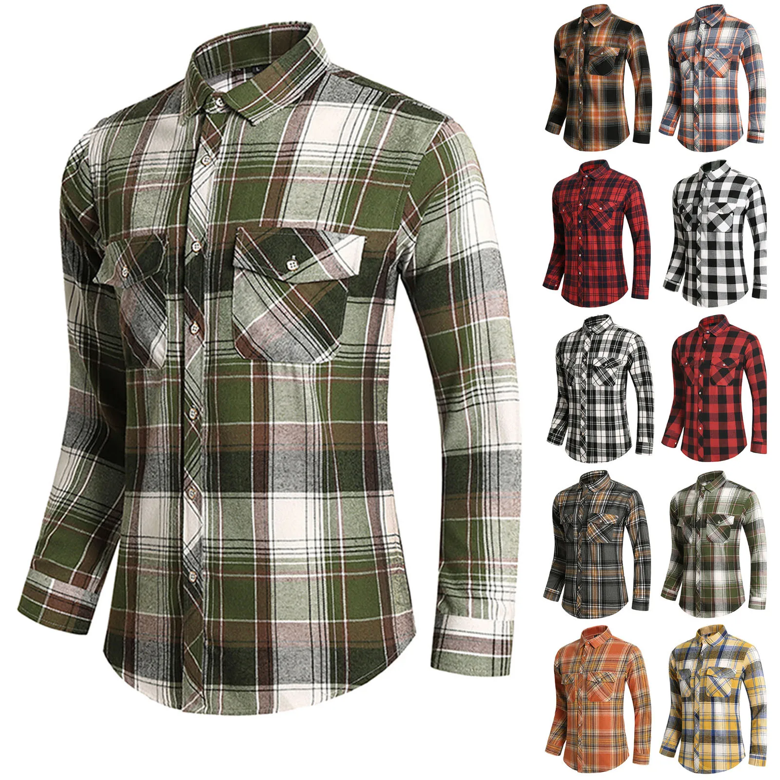 

Men'S Shirt Baggy Blouses Workwear Shirts Casual Tops Spring Luxury Comfort Checked All Match Summer Long Sleeve Camisas