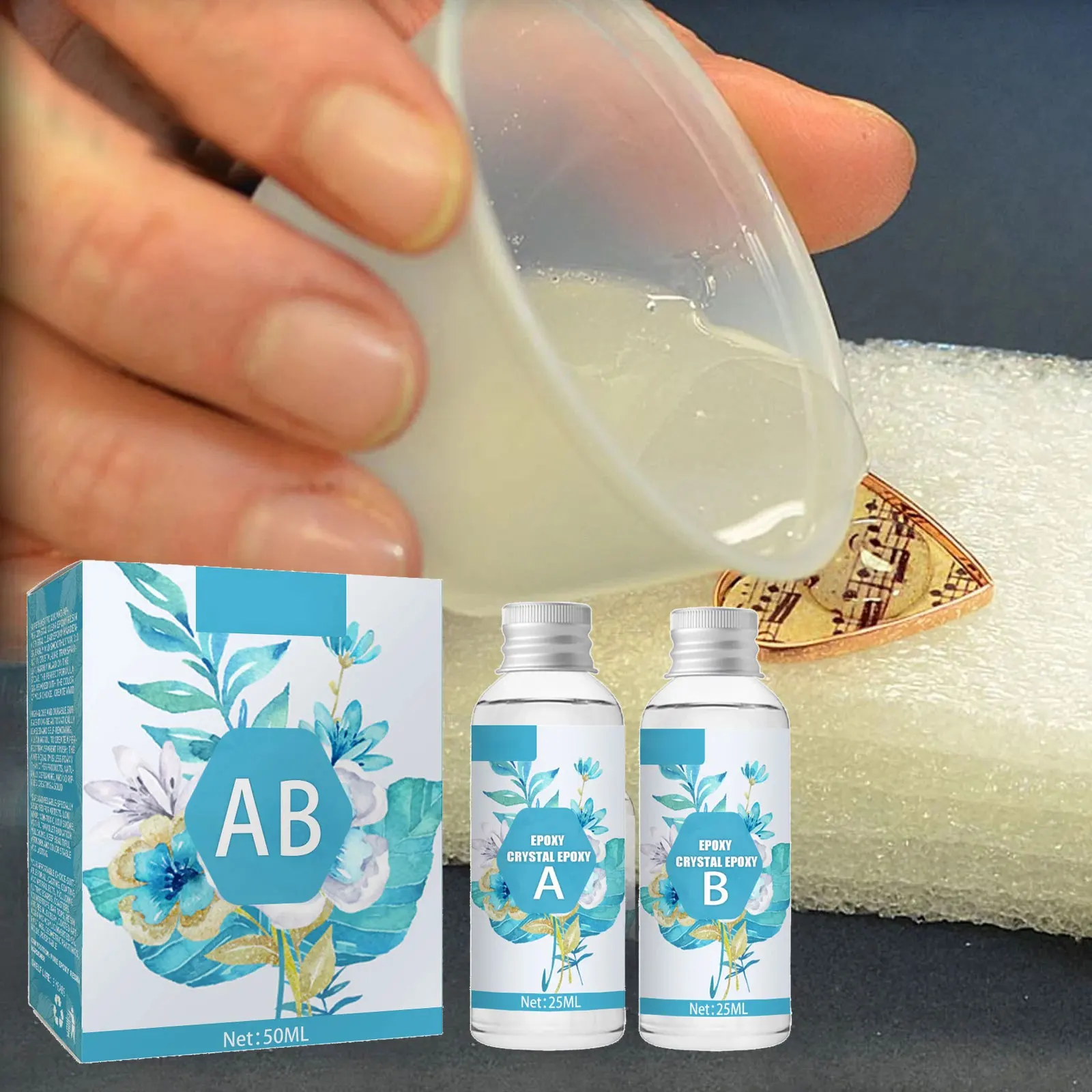 AB Epoxy Resin Glue 1:1 Transparent Quick-drying High Strength Adhesive DIY Resin Crafts Jewelry Making Accessories Crystal Glue