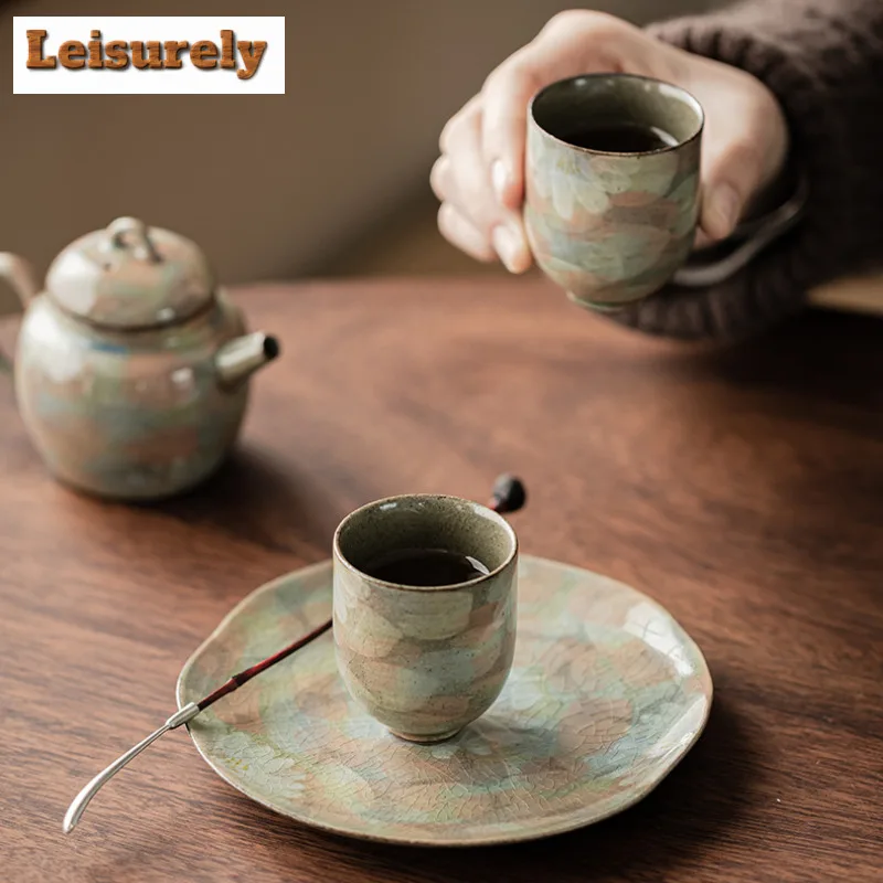 Hand-painted Daisy Pot Bearing Holder Ice Crack Glaze Zisha Pot Heat Insulation Pad Dry Brew Table Tea Tray Tea Set Ornaments