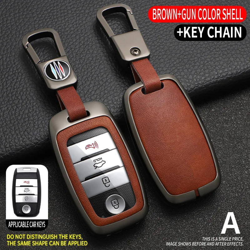 Per Kia Sportage Ceed Xceed Sports K5 Seltos 2019 2020 2022 2023 Chiave A Distanza In Pelle In Lega Di Zinco Full Case Car Holder Chain Cover