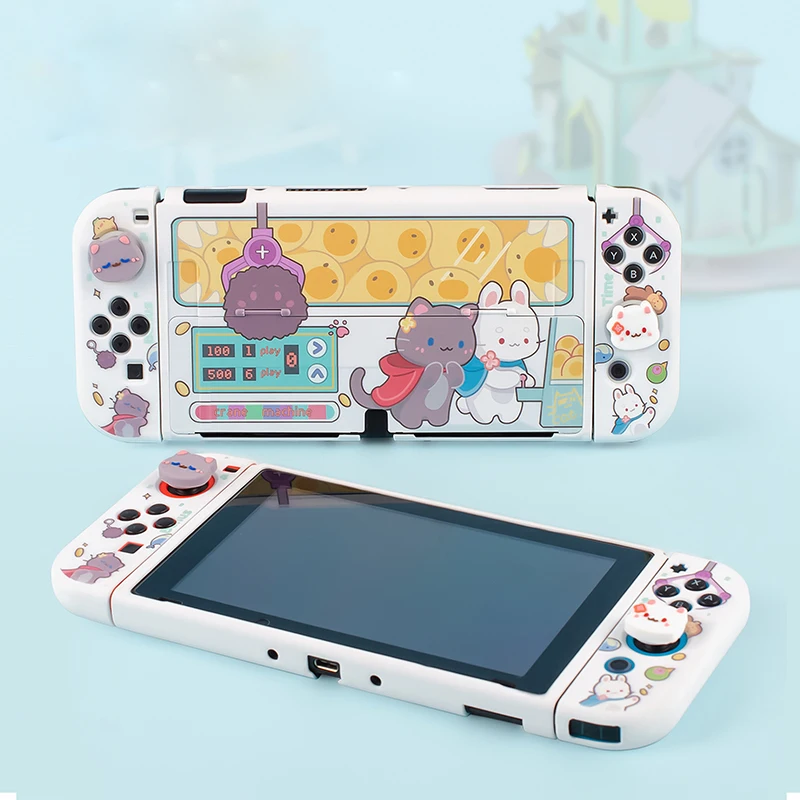 

Nintendo Switch OLED Case Cute Cat Rabbit Cover Case Dockable Protective Hard PC Shell For Nintendo Switch Controller Joy-Con