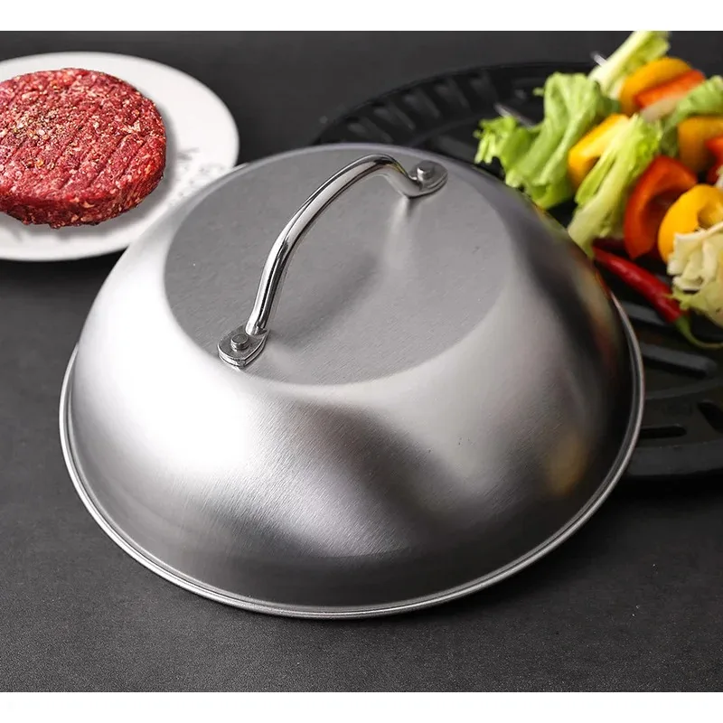 Stainless Steel Basting Cover Heatproof Round Cheese Melting Dome Burger Cover Meal Food Kitchen Cooking Supplies food cover
