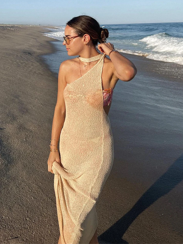 Vestidos de playa para vacaciones de verano para mujer, negros, de punto, sin mangas, ajustados, sexis, largos, elegantes, bohemios, para fiesta, 2025