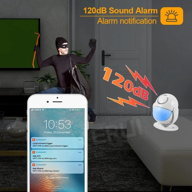 Tuya WIFI Alarm System 120dB Works With Google Alexa 433 PIR Detector Door Sensor  Smart Home Security Smart Life App Burglar 2
