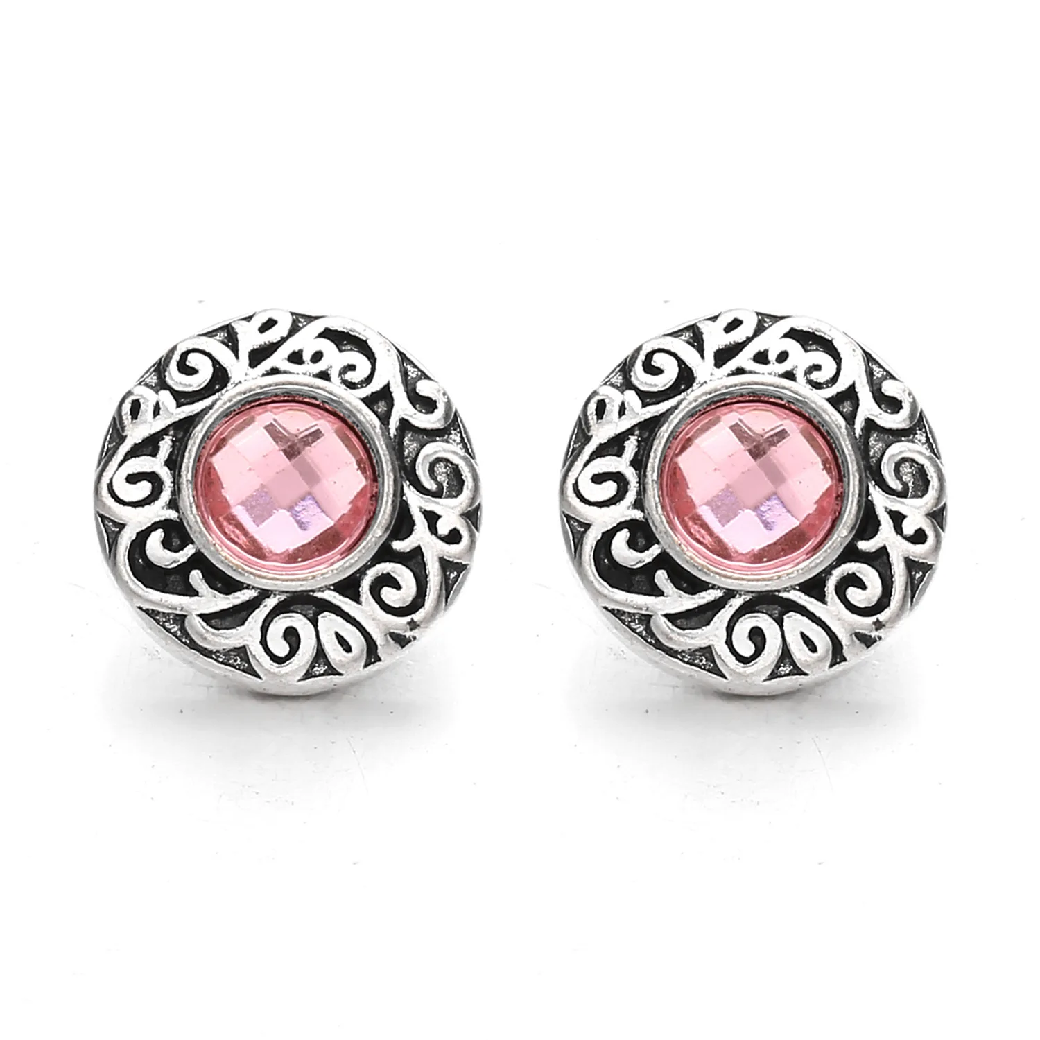 30pcs New Snap Button Jewelry DIY Mini Crystal Rhinestone Flower 12mm Metal Snaps Buttons Charms for 12mm Snap Bracelet