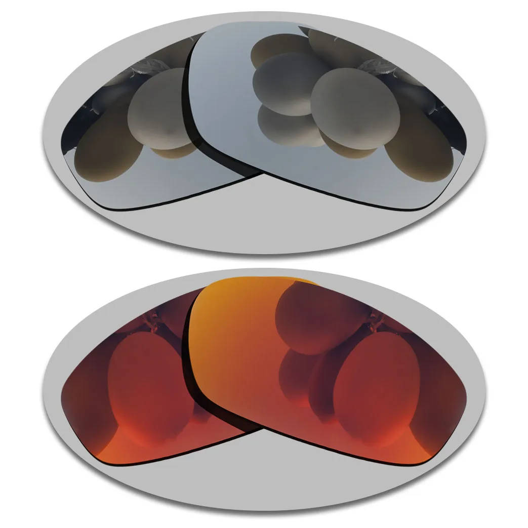 Silver&Fire Red Lenses Replacement For Oakley Wiretap XL Polarized