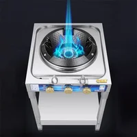 Stainless Steel Deep Sink Gas Cooktop Liquefied Gas Range with Flameout Protection Restaurant Fierce Fire Stove with Pot Rack 1