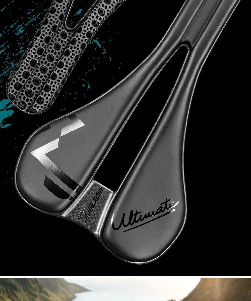 RYET Carbon-Fahrradsattel, 135 g, 240 x 145 mm, 3D-gedruckt/EVA-gepolstert, für Rennrad, MTB, Kies, Radfahren, Komfort, Performance-Sitz – Detail 2