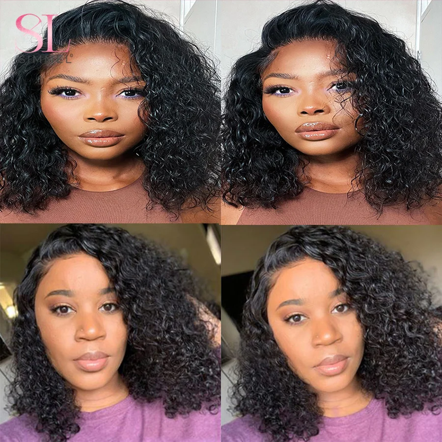 Short Curly Human Hair Wigs Deep Wave Bob Wig Lace Front Human Hair Wigs for Women Hd Transparent Lace Frontal Wig Side Part Wig