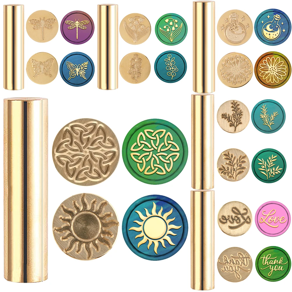 

Bottle Daisy Butterfly Flower Sun Wax Seal Stamp 2 Sides Mini Brass Column for Wedding Invitations Greeting Cards Embellishment